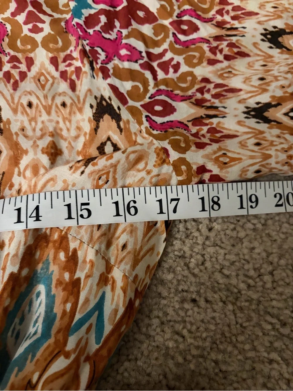 Ruby Yaya Boho Ikat Print Midi Shirt Dress Pink Orange Tiered Belted Festival xs
